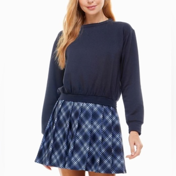 NWT KINGSTON GREY JUNIORS SWEATSHIRT PLAID SWEATSHIRT DRESS SIZE XL - Picture 1 of 4